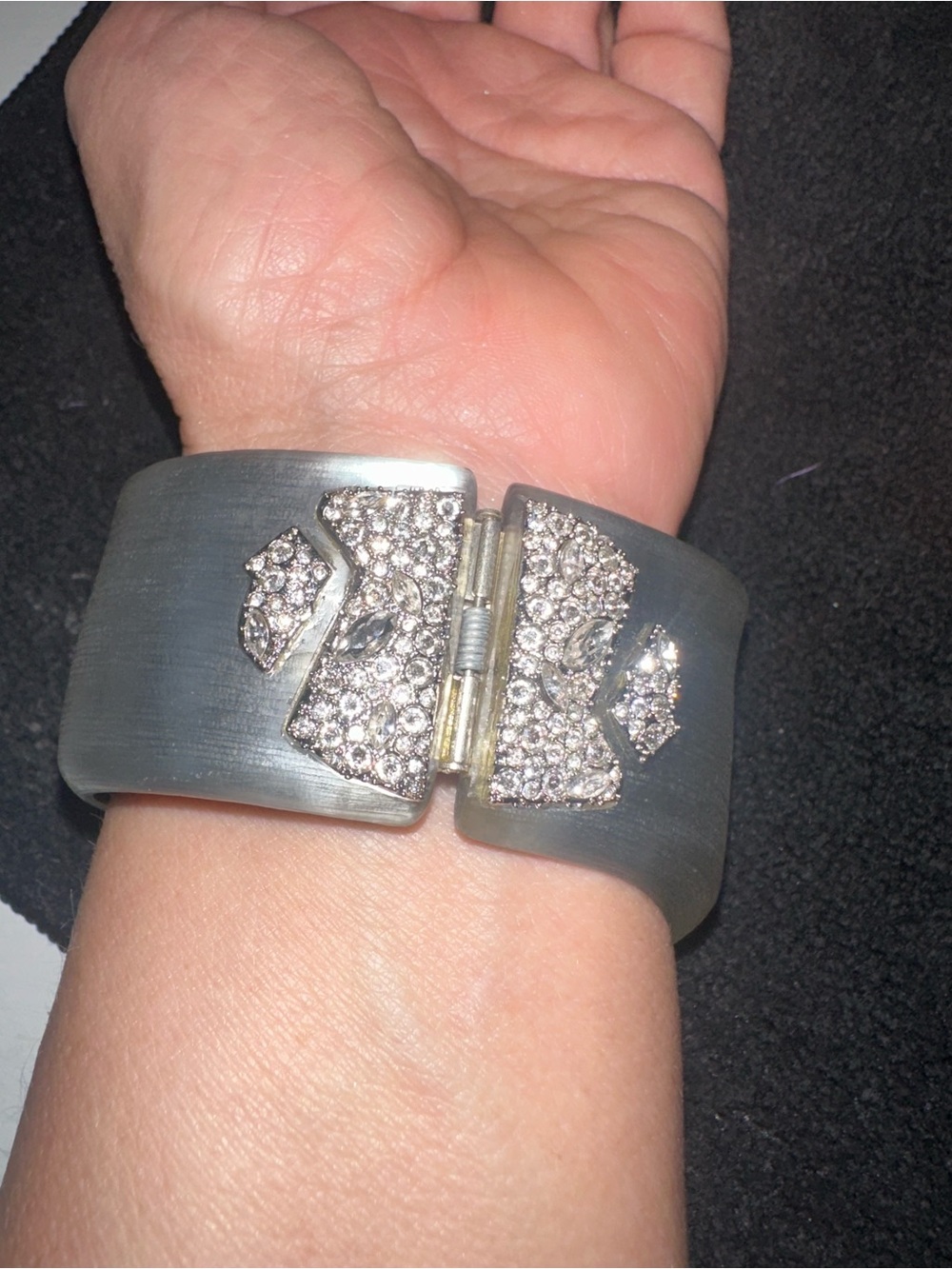 Alexis Bittar Silver Gray Crystal-Embellished Cuff - Picture 4 of 7